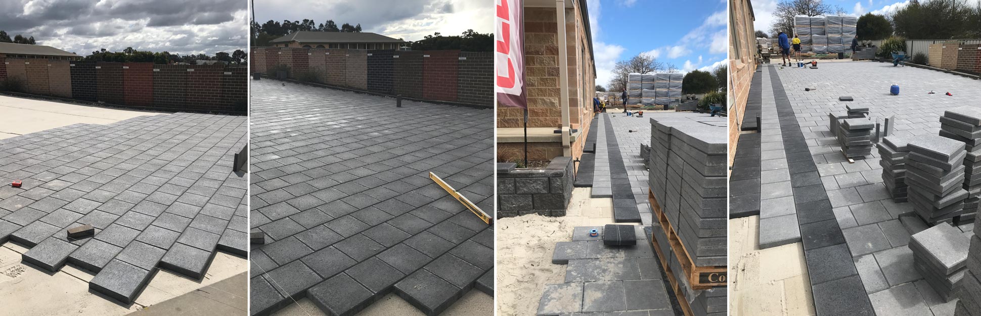 laying paving at the Cowra Concrete Products head office and display room